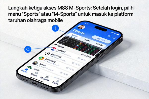 Langkah ketiga akses M88 M-Sports: Setelah login, pilih menu 'Sports' atau 'M-Sports' untuk masuk ke platform taruhan olahraga mobile